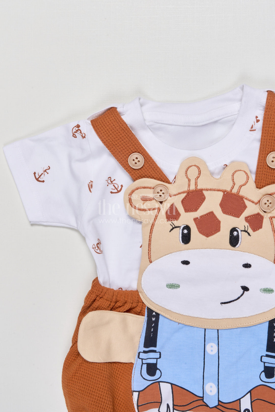 The Nesavu Baby Dungarees Baby Dungaree Set with Printed Tee for Playful Everyday Moments Nesavu Nesavu baby cotton dungaree set printed top everyday play toddler comfort