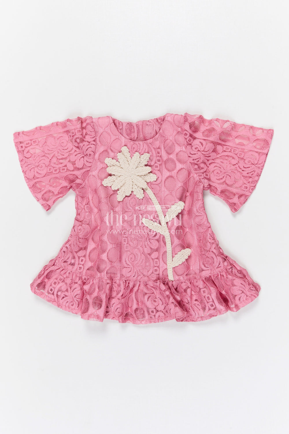 The Nesavu Baby Frocks Baby Frock for First Birthday and Special Occasions Nesavu 14 (6M) / Pink / Net BFJ956A-14 Nesavu baby net embroidery frock for first birthday and special occasions