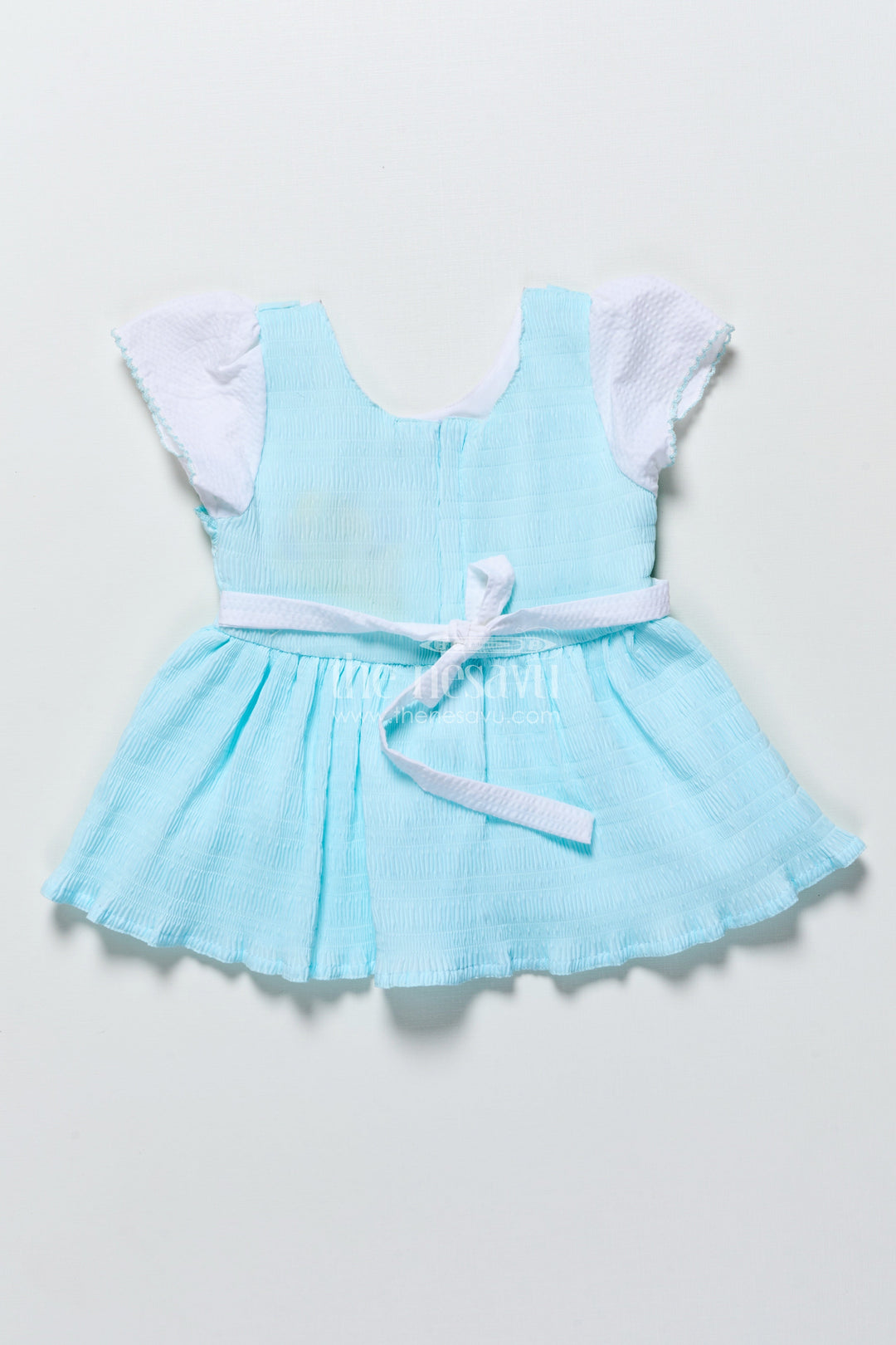 The Nesavu Baby Frocks Baby Frock in Seersucker Cotton with Multicolor Butterfly Patch Pink Nesavu Nesavu baby pink butterfly frock in seersucker cotton for girls