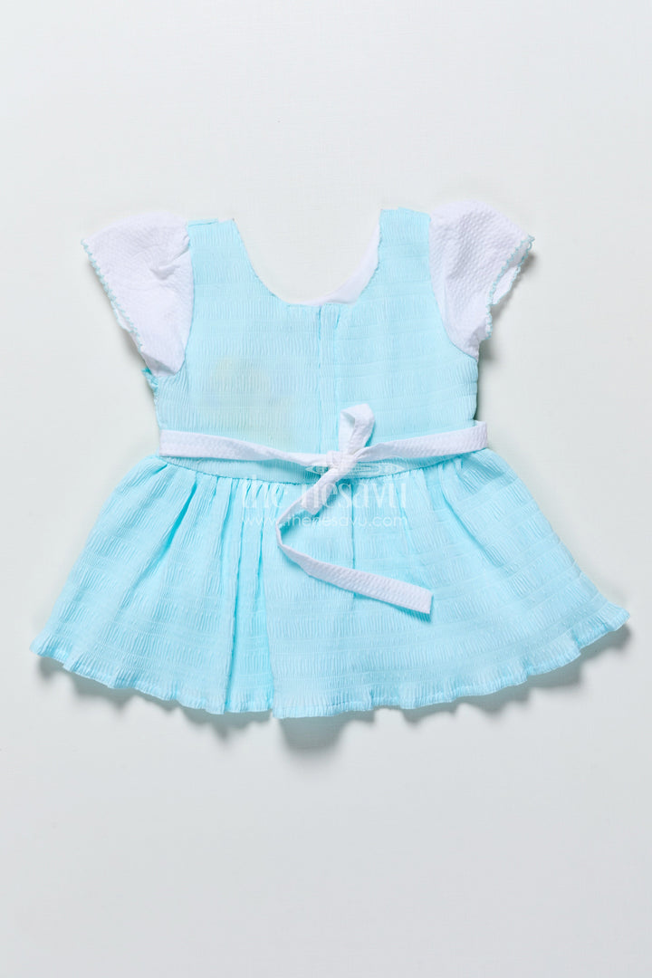 The Nesavu Baby Frocks Baby Frock in Seersucker Cotton with Multicolor Butterfly Patch Pink Nesavu Nesavu baby pink butterfly frock in seersucker cotton for girls