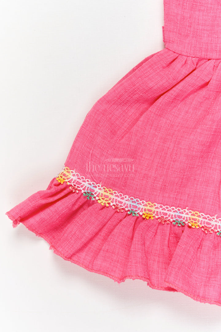 The Nesavu Baby Cotton Frocks Baby Frock with Unicorn Applique and Frilled Hem for Fantasy Playtime Nesavu Magical baby frock with unicorn patch and frill hem for fantasy-themed outfits