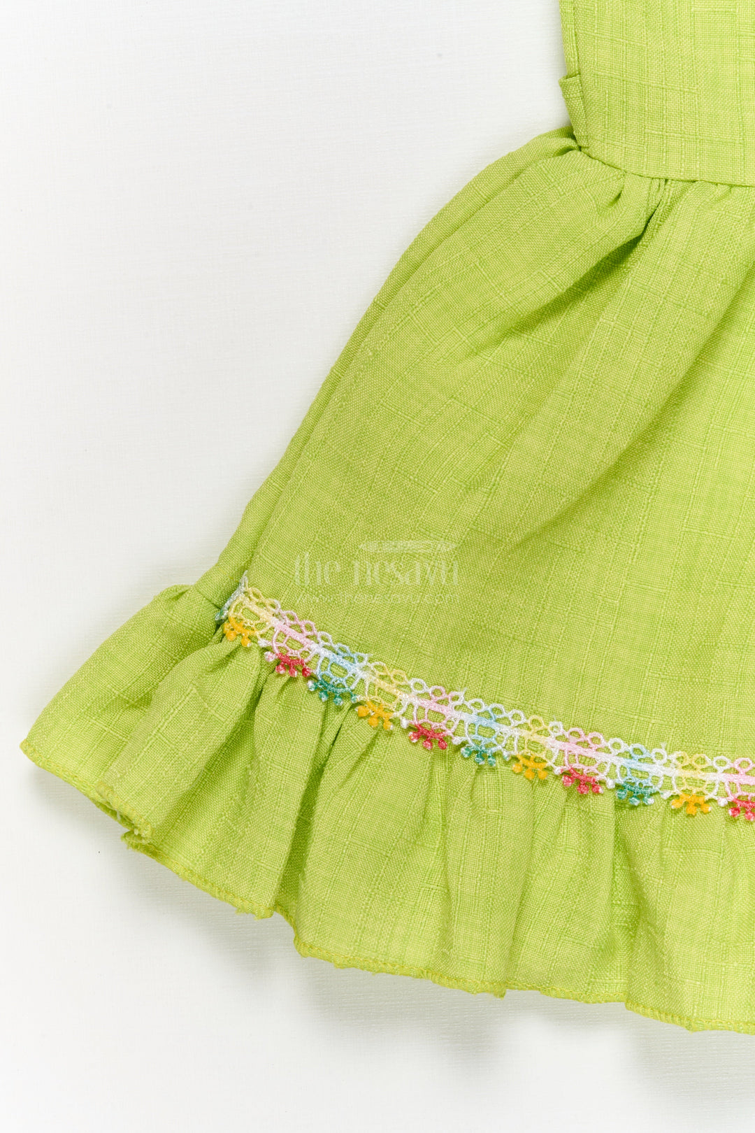 The Nesavu Baby Cotton Frocks Baby Frock with Unicorn Patch and Ruffle Hem for Magical Moments Nesavu Nesavu unicorn-themed frock for baby girls with ruffle hem and embroidery