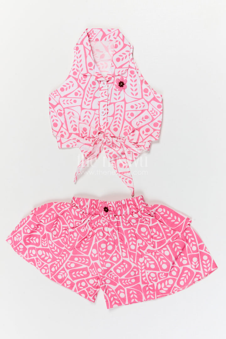 The Nesavu Baby Casual Sets Baby Girl Casual Outfit for Playtime and Summer Outings Nesavu Nesavu baby girl casual outfit for playtime with georgette fabric digital print and tie up top summer wear