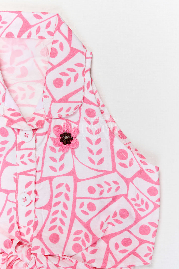 The Nesavu Baby Casual Sets Baby Girl Casual Outfit for Playtime and Summer Outings Nesavu Nesavu baby girl casual outfit for playtime with georgette fabric digital print and tie up top summer wear