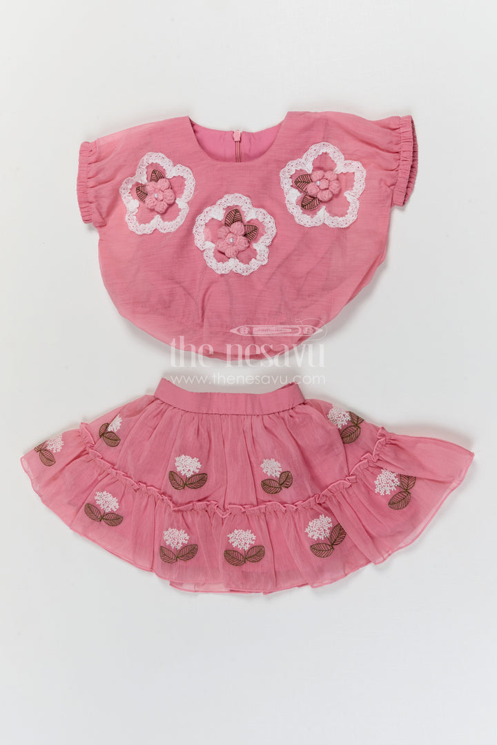 The Nesavu Baby Casual Sets Baby Girl Casual Outfit Set for Outings and Everyday Comfort Nesavu Nesavu baby girl cotton casual outfit set with thread embroidery for everyday outings