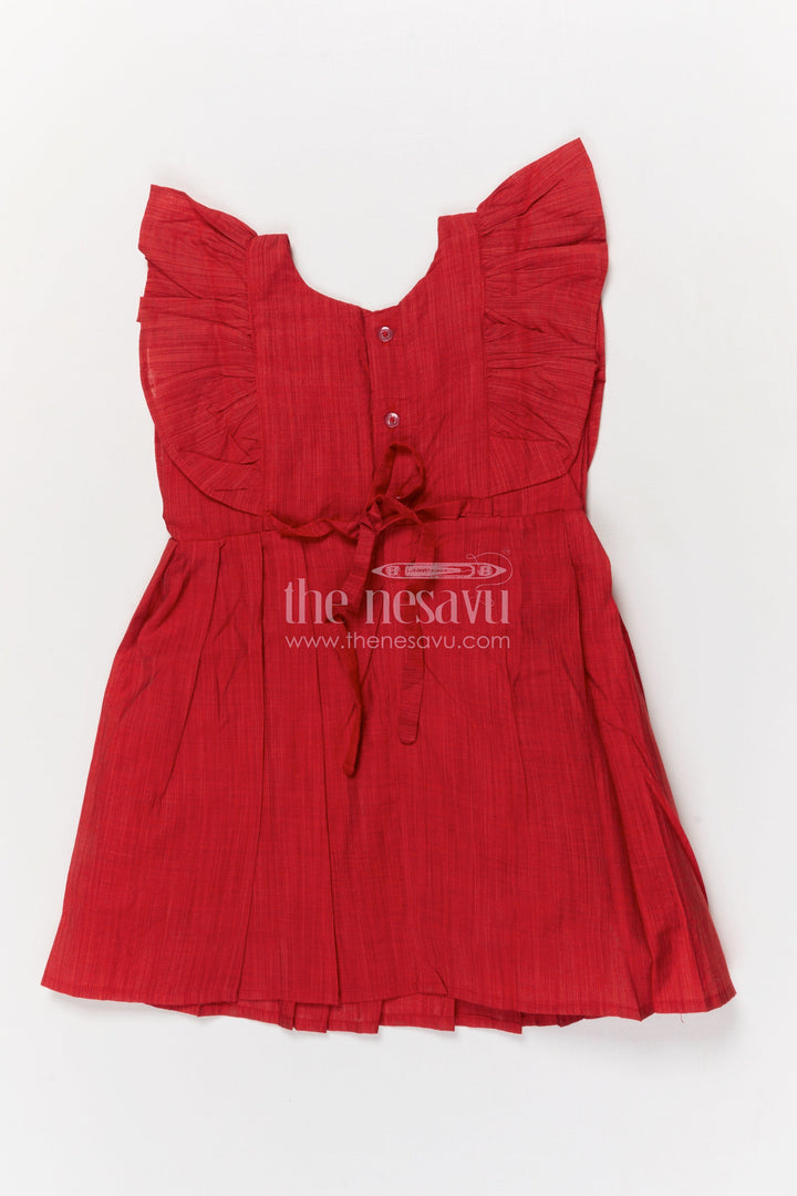 The Nesavu Girls Chanderi Frock Baby Girl Chanderi Cotton Frock for Ethnic Day and Casual Festive Wear Nesavu Nesavu baby girl chanderi cotton frock with embroidered straps and pleats for ethnic occasions