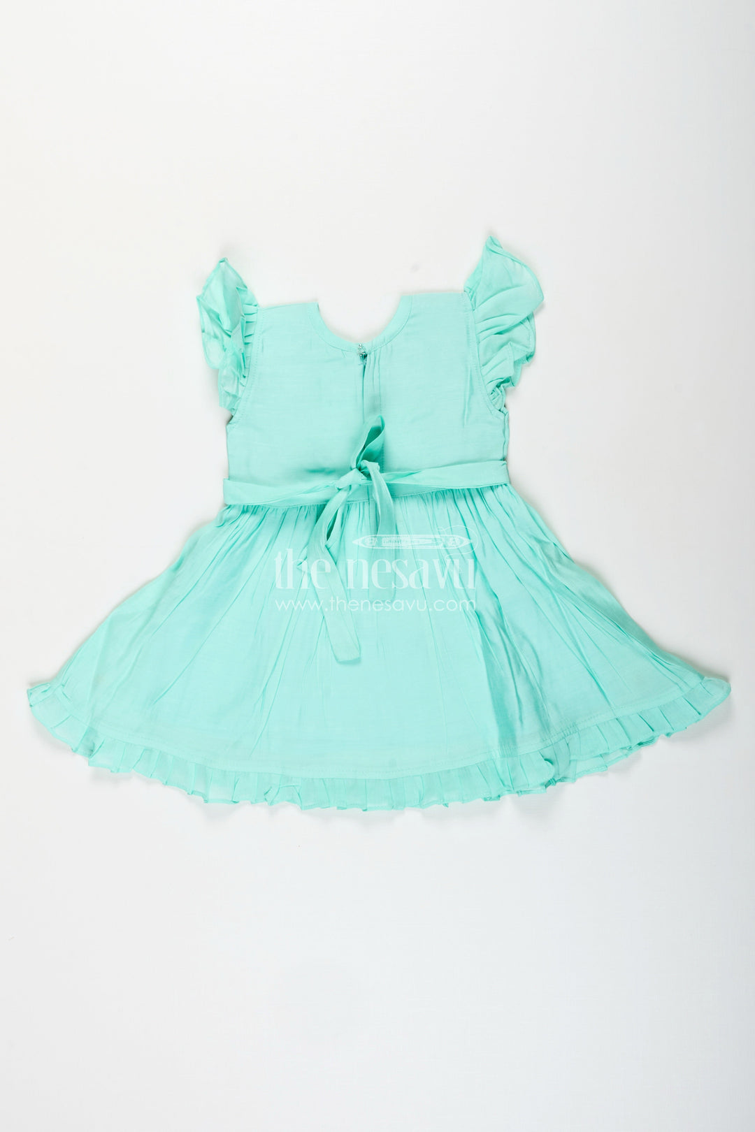The Nesavu Girls Chanderi Frock Baby girl chanderi frock for birthday and festive occasions Nesavu Nesavu baby girl chanderi frock with butterfly embroidery for birthdays and festive wear