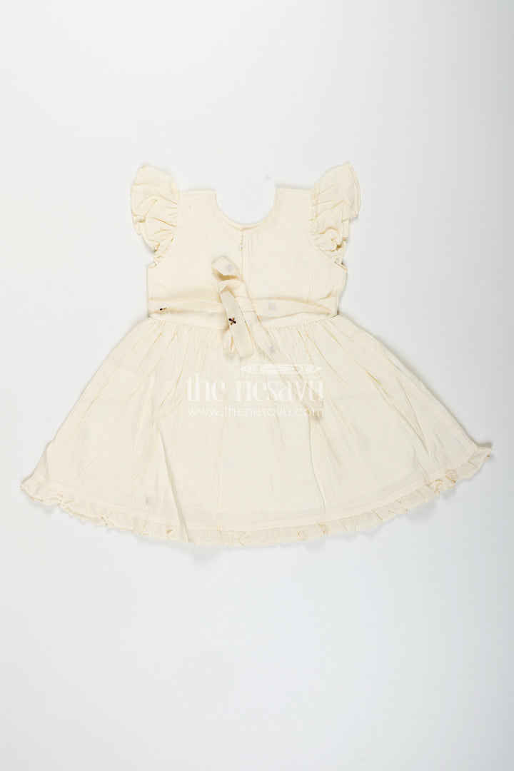 The Nesavu Girls Chanderi Frock Baby girl chanderi frock for naming ceremony and first birthday Nesavu Nesavu baby girl half-white chanderi frock with mother-daughter embroidery for birthdays