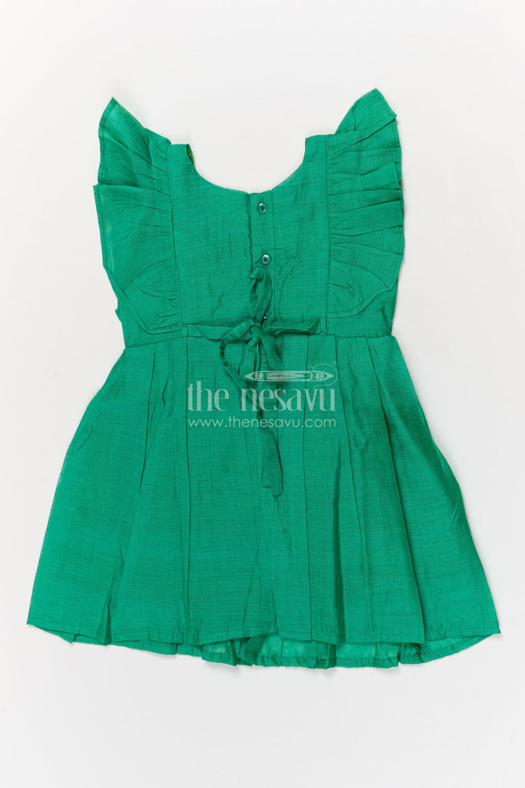 The Nesavu Girls Chanderi Frock Baby Girl Chanderi Frock for School Events and Festive Functions Nesavu Nesavu baby girl chanderi cotton frock with pleats and lace for festive school occasions