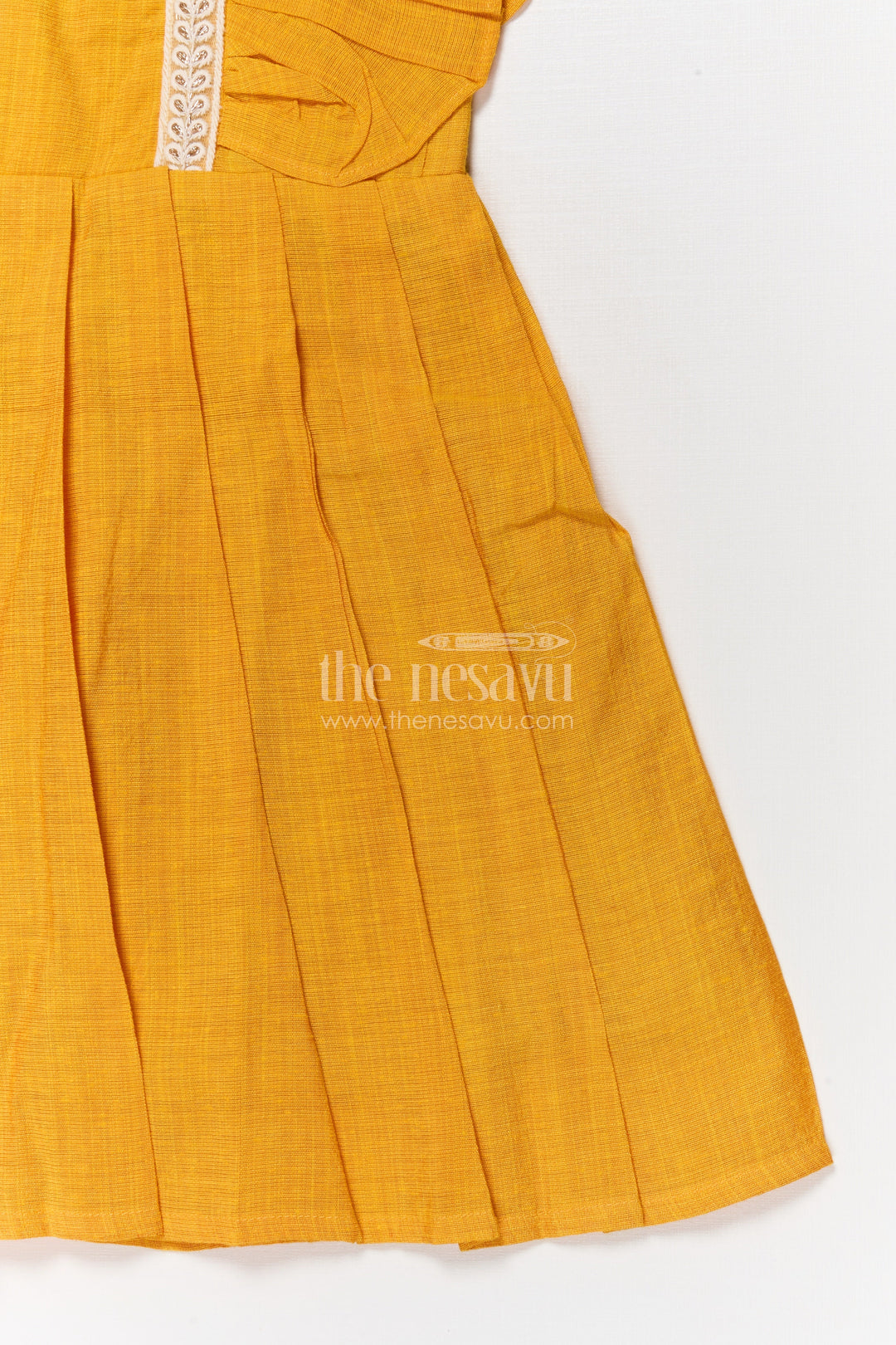 The Nesavu Girls Chanderi Frock Baby Girl Chanderi Frock for Traditional School Wear and Festive Dressing Nesavu Nesavu chanderi cotton frock for baby girls with embroidered straps for ethnic functions