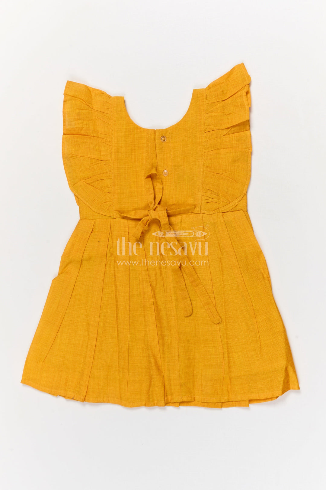 The Nesavu Girls Chanderi Frock Baby Girl Chanderi Frock for Traditional School Wear and Festive Dressing Nesavu Nesavu chanderi cotton frock for baby girls with embroidered straps for ethnic functions