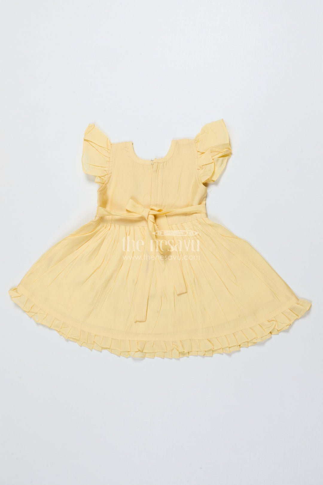 The Nesavu Girls Chanderi Frock Baby Girl Chanderi Frock with Floral Embroidery for Naming Ceremony Nesavu Nesavu baby girl chanderi frock floral embroidery naming ceremony festive wear