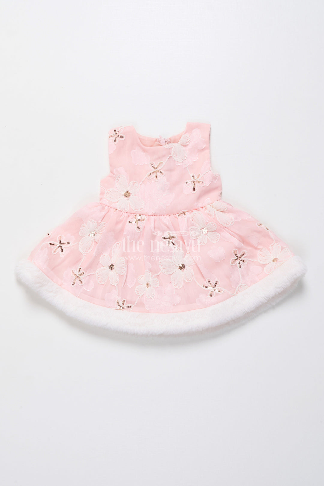 Nesavu baby girl chiffon frock embroidery fur jacket perfect winter party dress The Nesavu Nesavu baby girl chiffon frock embroidery fur jacket perfect winter party dress The Nesavu