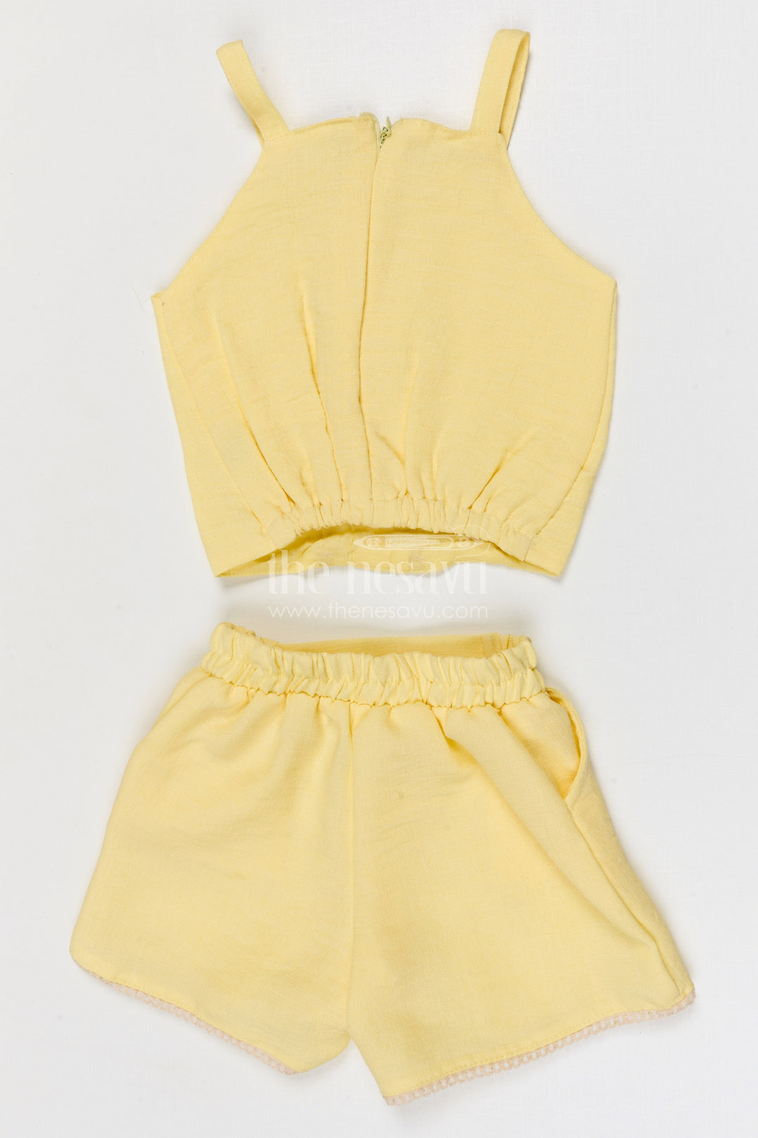 The Nesavu Girls Co-Ord Sets Baby Girl Co Ord Set for Playdates and Casual Day Outings Nesavu Nesavu baby girl co ord set for toddler playdates and summer outings with lace embroidery jacket in crepe cotton