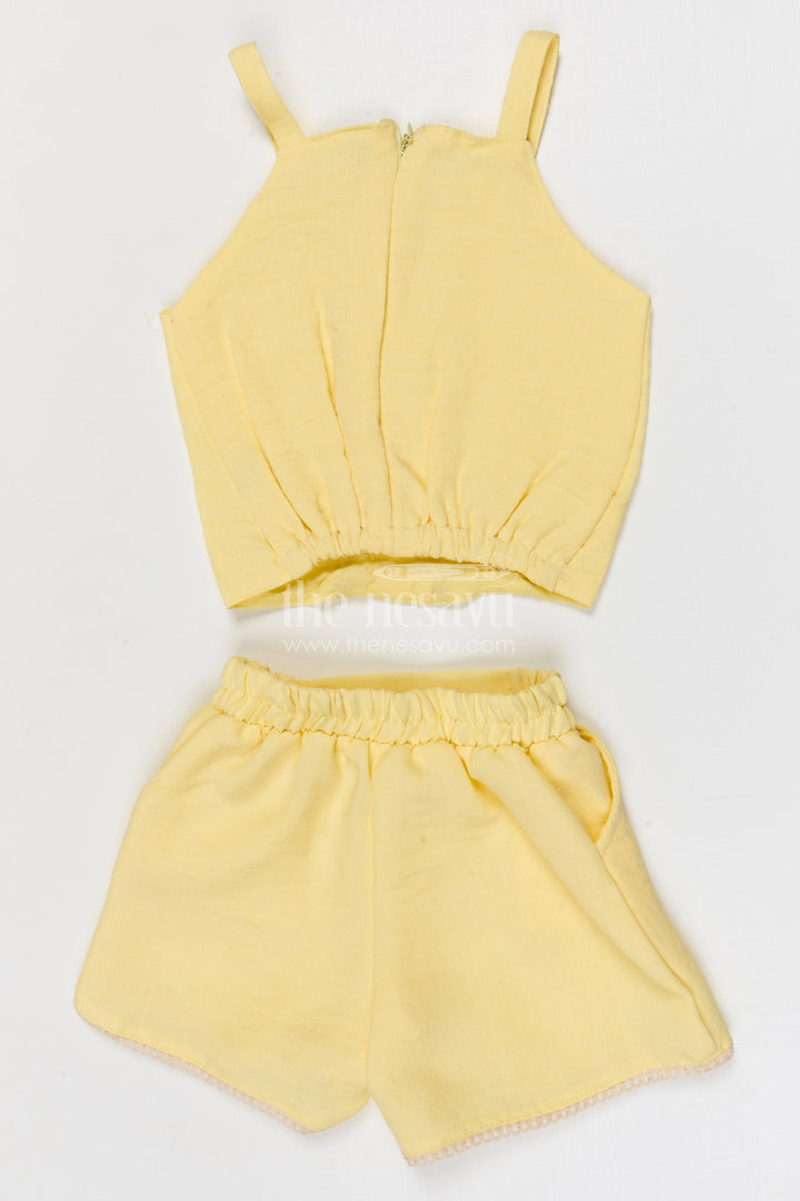 The Nesavu Girls Co-Ord Sets Baby Girl Co Ord Set for Playdates and Casual Day Outings Nesavu Nesavu baby girl co ord set for toddler playdates and summer outings with lace embroidery jacket in crepe cotton