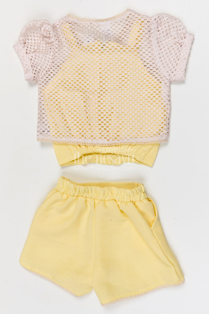 The Nesavu Girls Co-Ord Sets Baby Girl Co Ord Set for Playdates and Casual Day Outings Nesavu Nesavu baby girl co ord set for toddler playdates and summer outings with lace embroidery jacket in crepe cotton