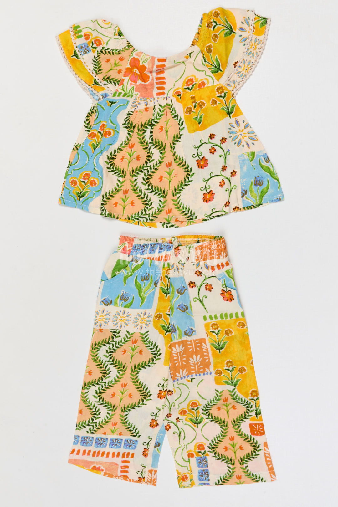 The Nesavu Girls Co-Ord Sets Baby Girl Co Ord Set for Summer Holidays and Toddler Outings Nesavu Nesavu baby girl cotton co ord set for toddler summer holidays and outings with floral digital print
