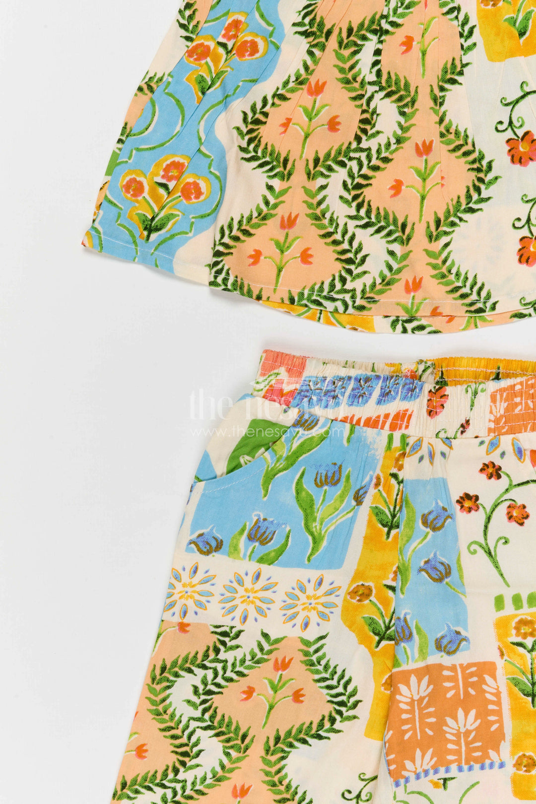 The Nesavu Girls Co-Ord Sets Baby Girl Co Ord Set for Summer Holidays and Toddler Outings Nesavu Nesavu baby girl cotton co ord set for toddler summer holidays and outings with floral digital print