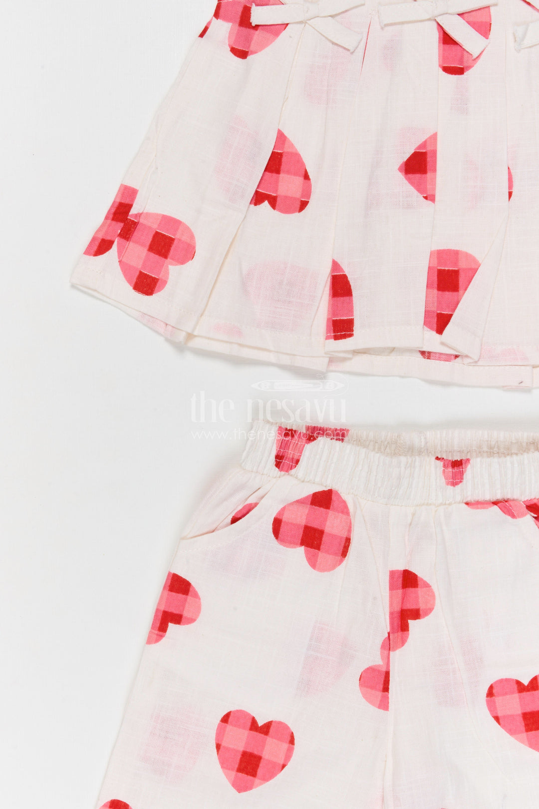 The Nesavu Girls Co-Ord Sets Baby Girl Co Ord Set for Summer Outings and Playdates Nesavu Nesavu baby girl cotton co ord set for toddler summer outings and playdates with heart digital print