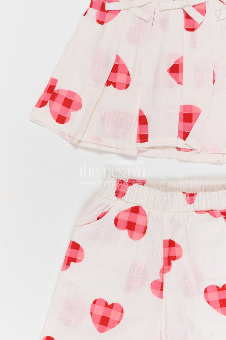 The Nesavu Girls Co-Ord Sets Baby Girl Co Ord Set for Summer Outings and Playdates Nesavu Nesavu baby girl cotton co ord set for toddler summer outings and playdates with heart digital print