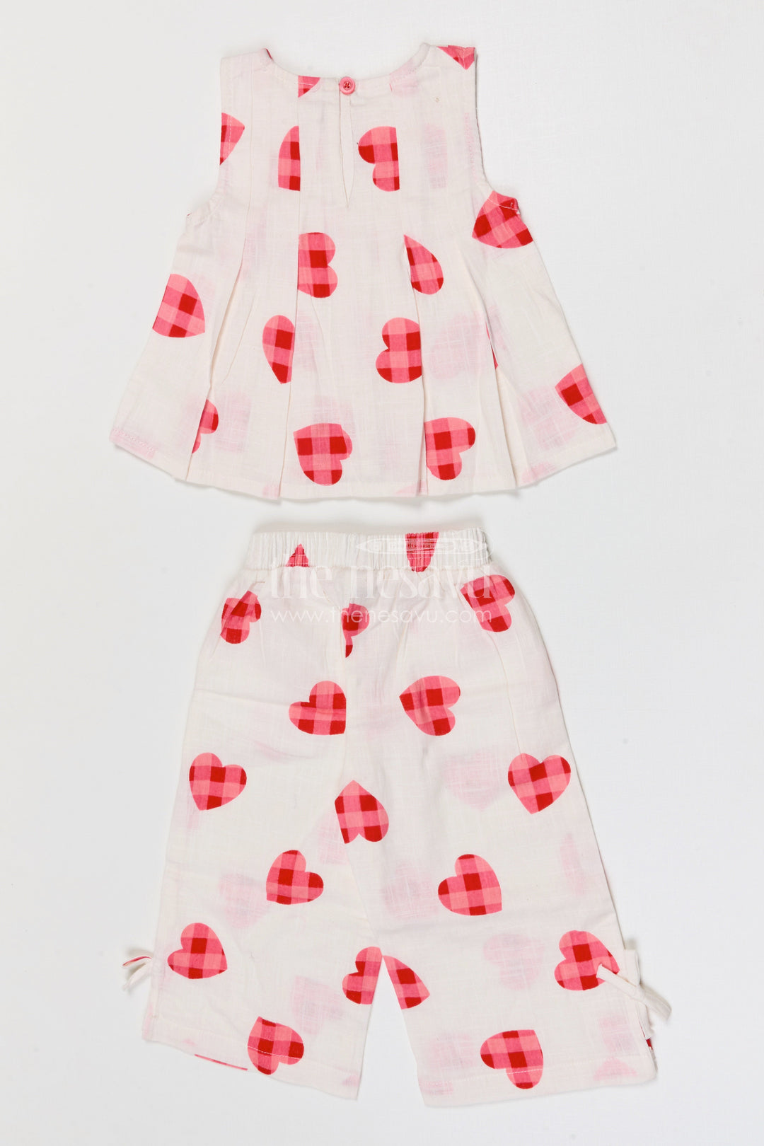 The Nesavu Girls Co-Ord Sets Baby Girl Co Ord Set for Summer Outings and Playdates Nesavu Nesavu baby girl cotton co ord set for toddler summer outings and playdates with heart digital print