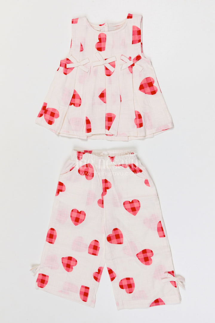 The Nesavu Girls Co-Ord Sets Baby Girl Co Ord Set for Summer Outings and Playdates Nesavu Nesavu baby girl cotton co ord set for toddler summer outings and playdates with heart digital print