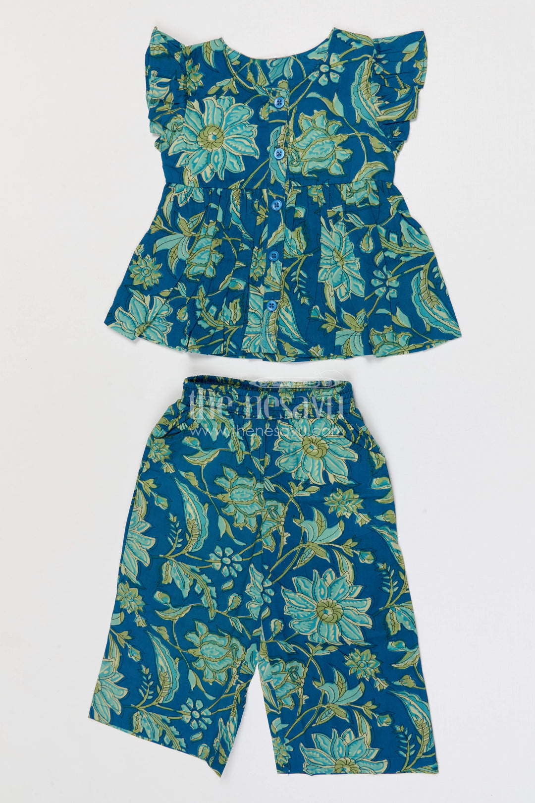The Nesavu Girls Co-Ord Sets Baby Girl Co Ord Set for Summer Outings and Playings Nesavu Nesavu baby girl cotton co ord set for toddler summer outings and playtime with tropical digital print