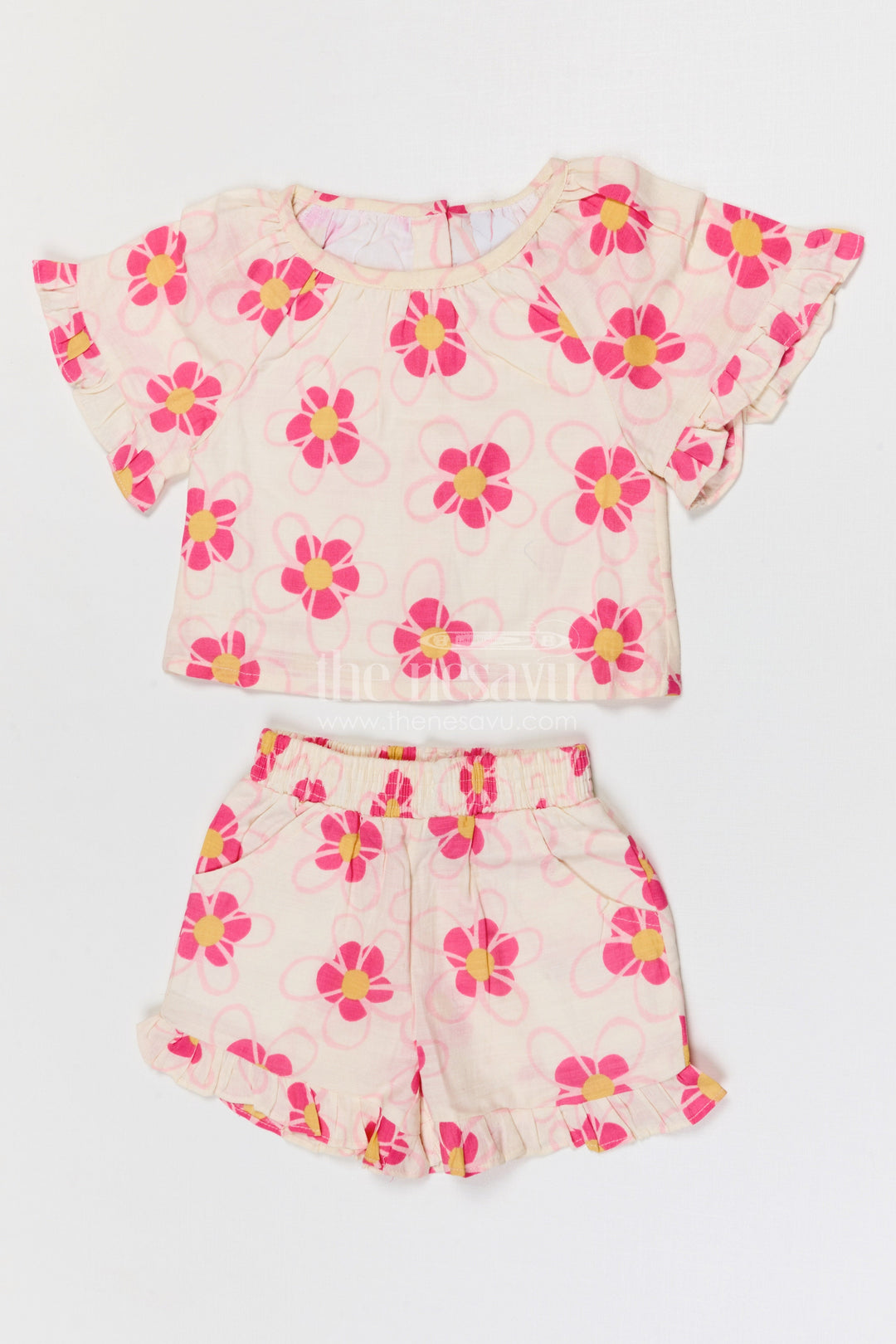 The Nesavu Girls Co-Ord Sets Baby Girl Co Ord Set for Summer Outings and Playtime Nesavu Nesavu baby girl cotton co ord set for toddler summer outings and playtime with digital print design