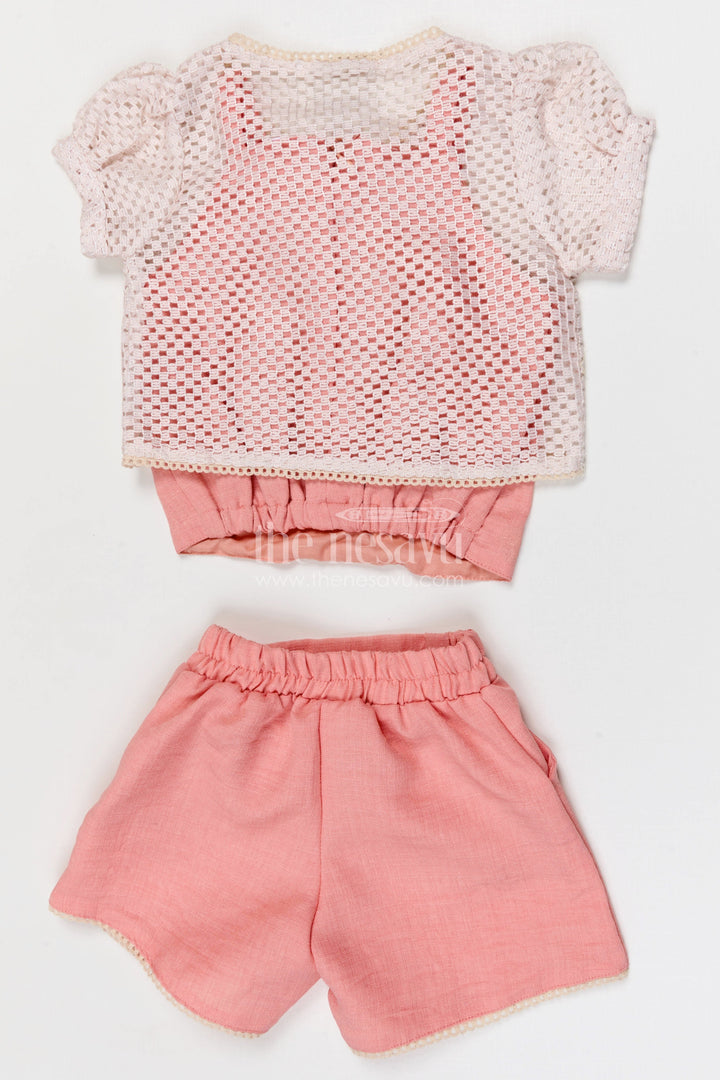 The Nesavu Girls Co-Ord Sets Baby Girl Co Ord Set for Toddler Outings and Everyday Play Nesavu Nesavu baby girl co ord set for toddler outings and playtime with lace embroidery jacket in breathable crepe cotton