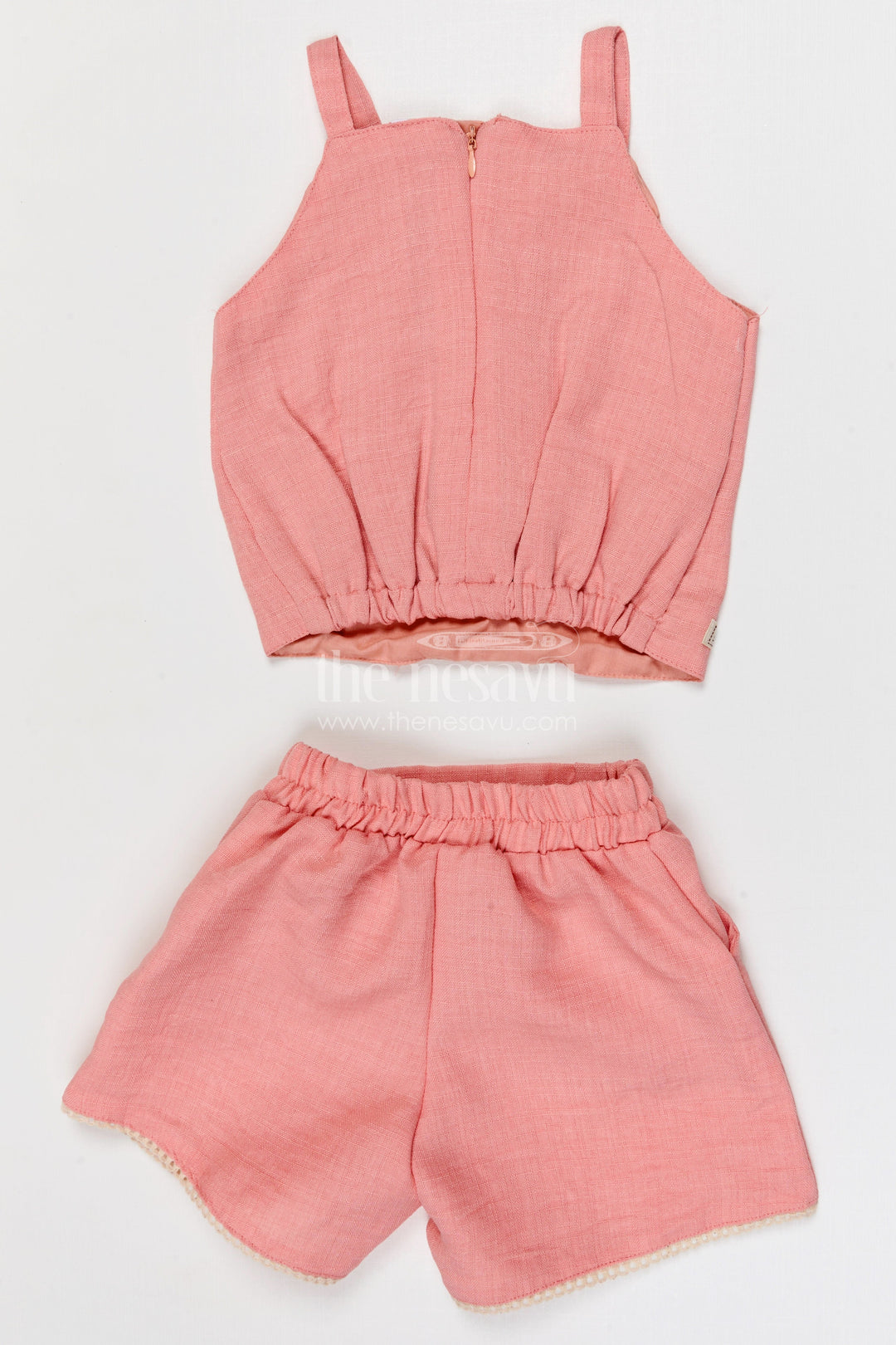 The Nesavu Girls Co-Ord Sets Baby Girl Co Ord Set for Toddler Outings and Everyday Play Nesavu Nesavu baby girl co ord set for toddler outings and playtime with lace embroidery jacket in breathable crepe cotton