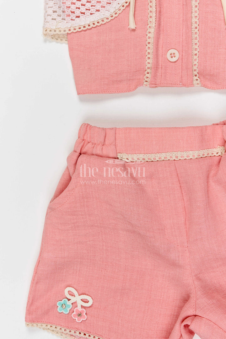 The Nesavu Girls Co-Ord Sets Baby Girl Co Ord Set for Toddler Outings and Everyday Play Nesavu Nesavu baby girl co ord set for toddler outings and playtime with lace embroidery jacket in breathable crepe cotton