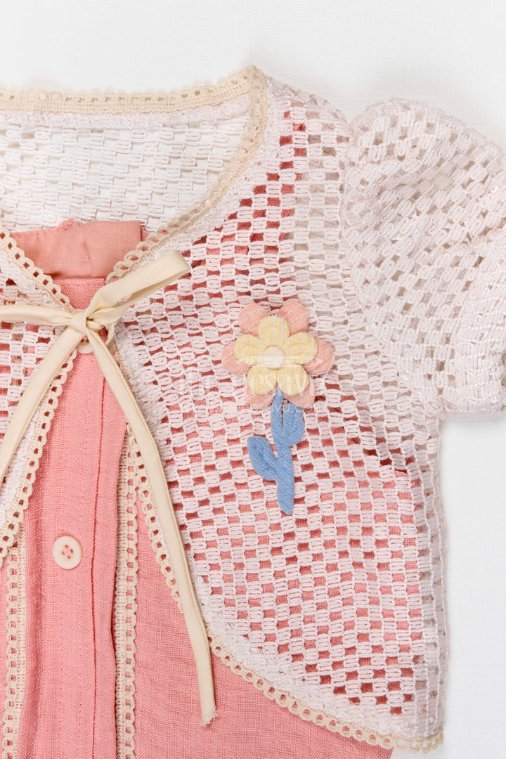 The Nesavu Girls Co-Ord Sets Baby Girl Co Ord Set for Toddler Outings and Everyday Play Nesavu Nesavu baby girl co ord set for toddler outings and playtime with lace embroidery jacket in breathable crepe cotton