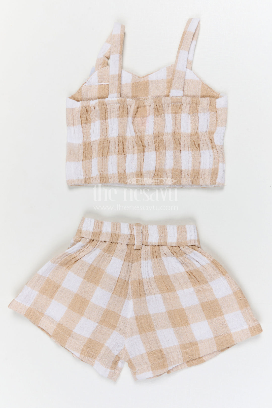 The Nesavu Baby Casual Sets Baby Girl Cotton Co Ord Set for Summer Outings and Daily Wear Nesavu Nesavu baby girl muslin cotton co ord set with checked design for summer outings and daily wear