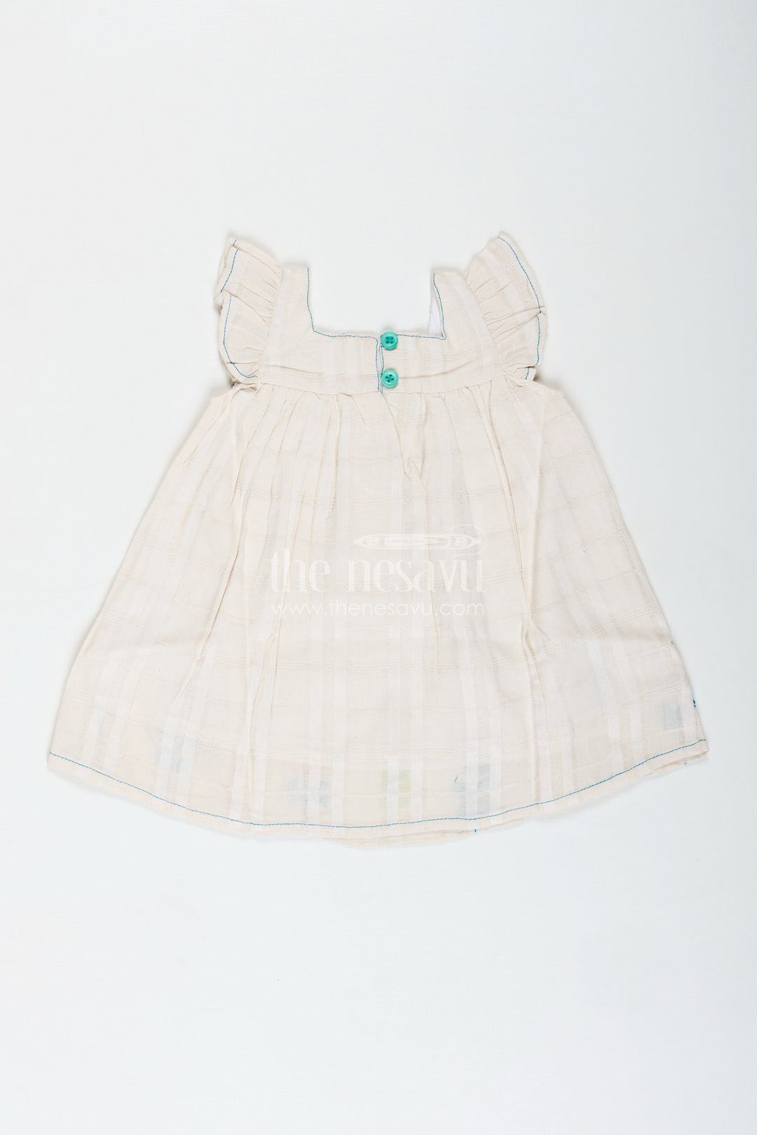The Nesavu Baby Cotton Frocks Baby Girl Cotton Dress with Floral Embroidery Nesavu Nesavu Baby Girl Sleeveless Cotton Dress Green Floral Thread Embroidery Soft Ruffles