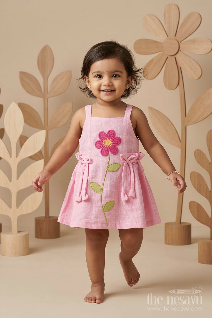 The Nesavu Baby Frocks Baby Girl Cotton Frock for Birthday and Playdates Nesavu 14 (6M) / Purple / Cotton BFJ953B-14 Nesavu Baby Girl Cotton Frock With Floral Applique For Birthdays Playdates And Summer Outings