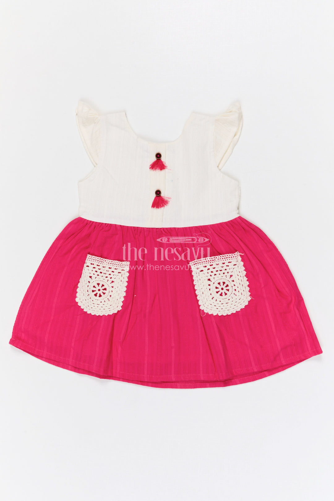 The Nesavu Baby Cotton Frocks Baby Girl Cotton Frock for Birthday Parties and Festive Outings Nesavu 14 (6M) / Pink / Cotton BFJ959B-14 Nesavu baby girl cotton frock with pocket design for birthdays festive outings and baby wear