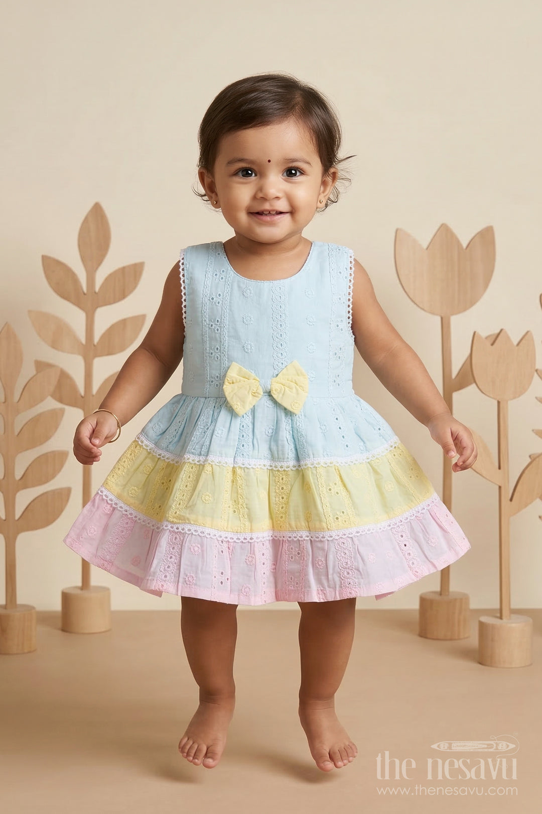 The Nesavu Baby Cotton Frocks Baby Girl Cotton Frock for Birthdays and Festive Outings Nesavu 14 (6M) / Multicolor / Cotton Blend BFJ958B-14 Nesavu baby girl cotton Hanoba frock for birthdays festive outings and baby celebrations