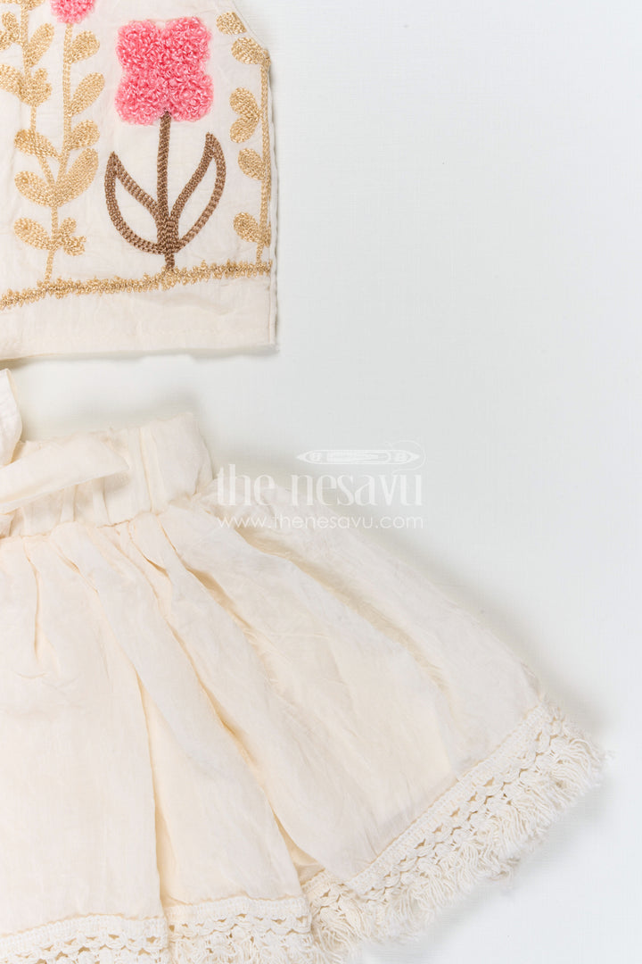 The Nesavu Baby Cotton Frocks Baby Girl Cotton Frock for Birthdays and Special Occasions Nesavu Nesavu baby girl cotton frock for birthdays with thread embroidery soft breathable fabric and flared design