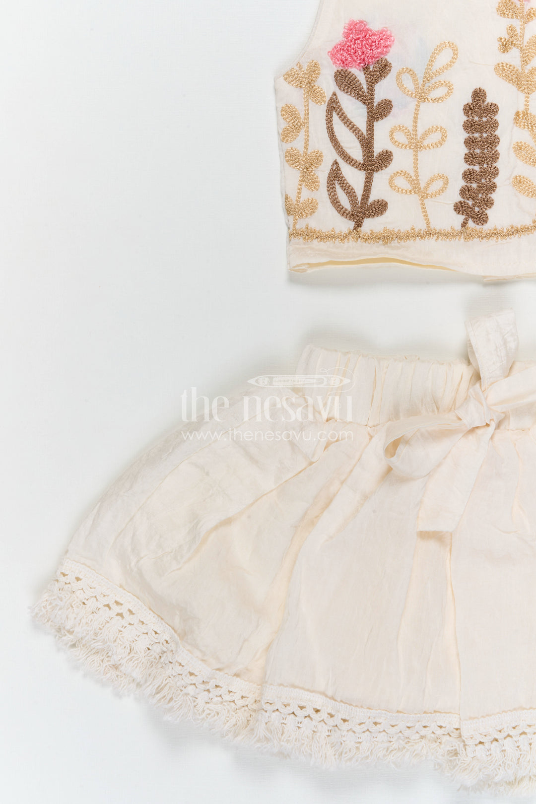 The Nesavu Baby Cotton Frocks Baby Girl Cotton Frock for Birthdays and Special Occasions Nesavu Nesavu baby girl cotton frock for birthdays with thread embroidery soft breathable fabric and flared design