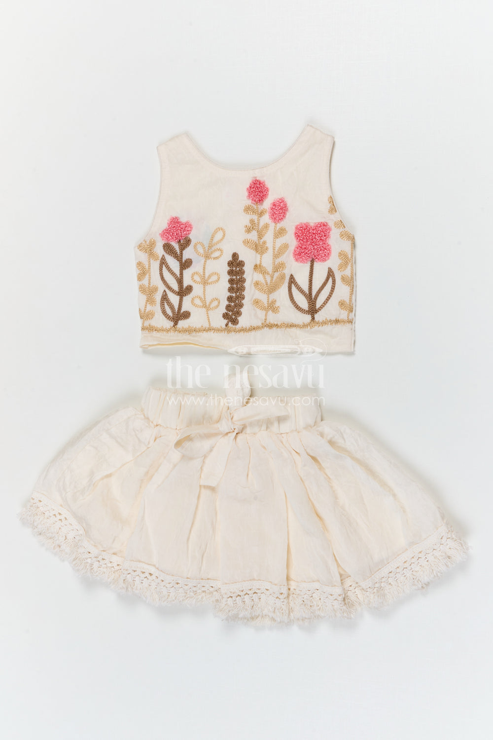 The Nesavu Baby Cotton Frocks Baby Girl Cotton Frock for Birthdays and Special Occasions Nesavu Nesavu baby girl cotton frock for birthdays with thread embroidery soft breathable fabric and flared design