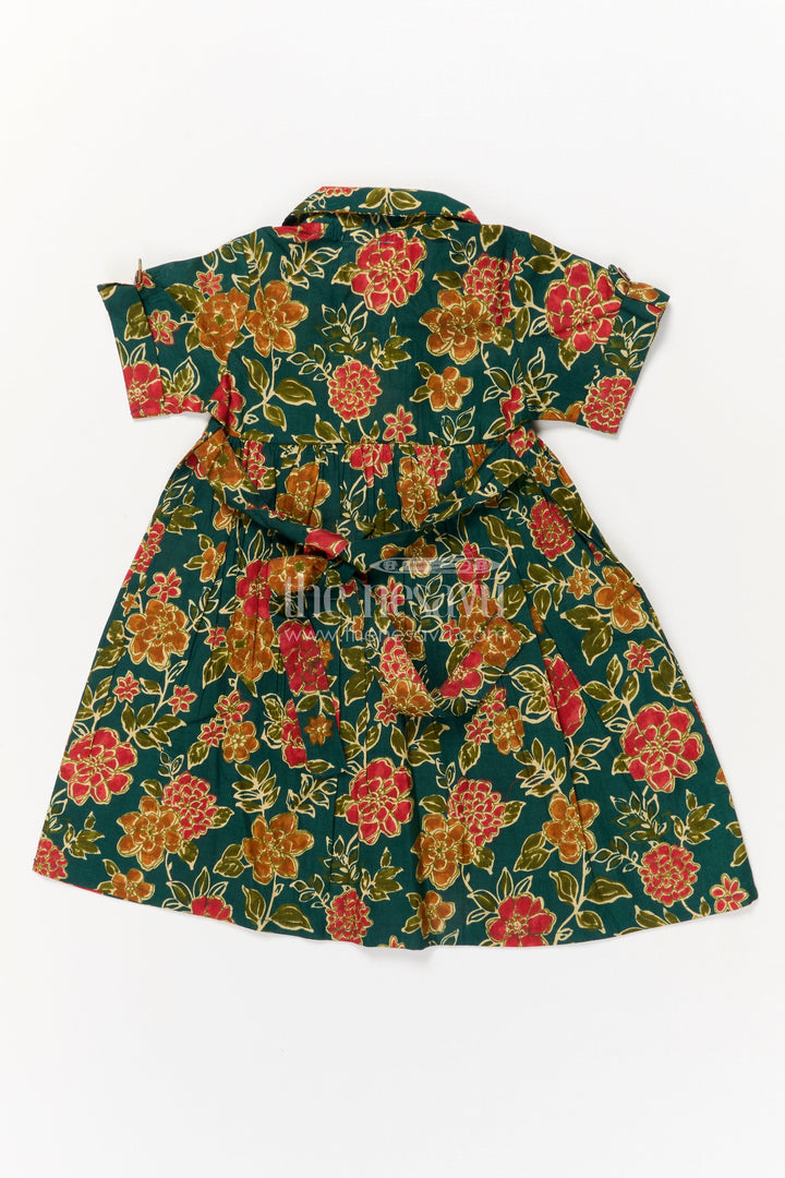 The Nesavu Girls Cotton Frock Baby Girl Cotton Frock for Casual Festive Wear and Weekends Nesavu Nesavu baby girl cotton frock with multicolor floral print and collar – perfect for festive weekends