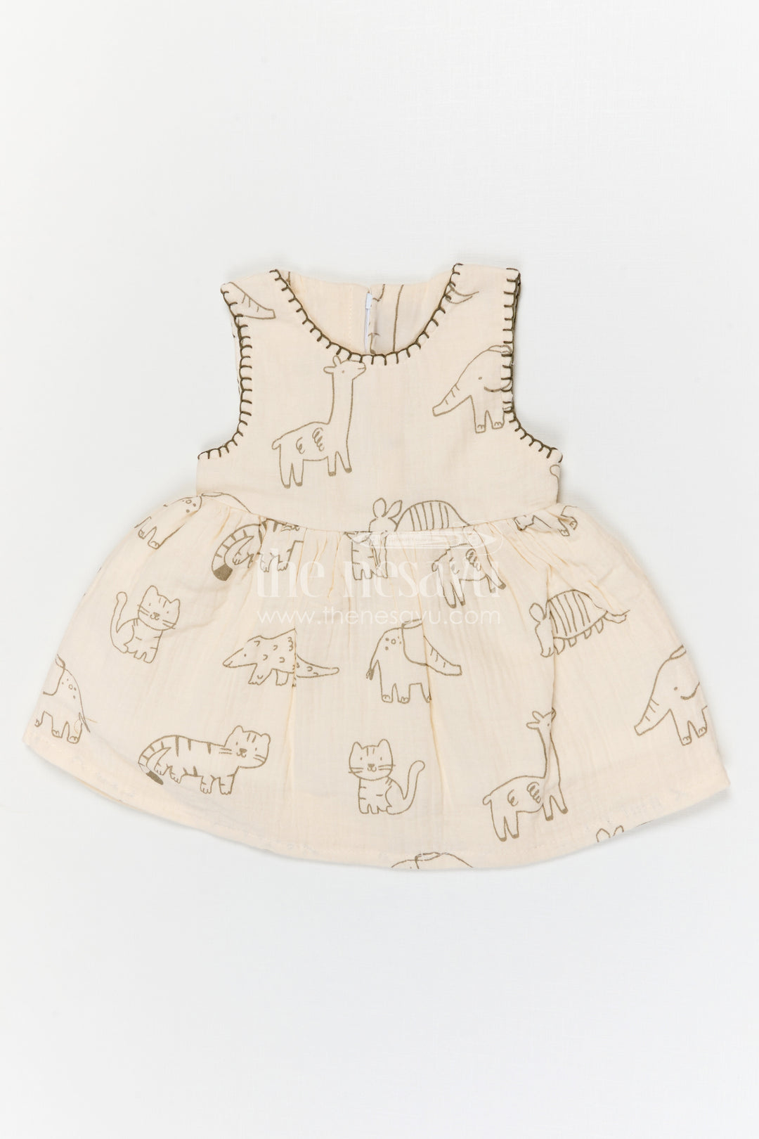 The Nesavu Baby Cotton Frocks Baby Girl Cotton Frock for Casual Outings and Family Gatherings Nesavu 14 (6M) / White / Muslin Cotton BFJ978B-14 Nesavu baby girl muslin cotton frock for casual outings and family gatherings with digital prints