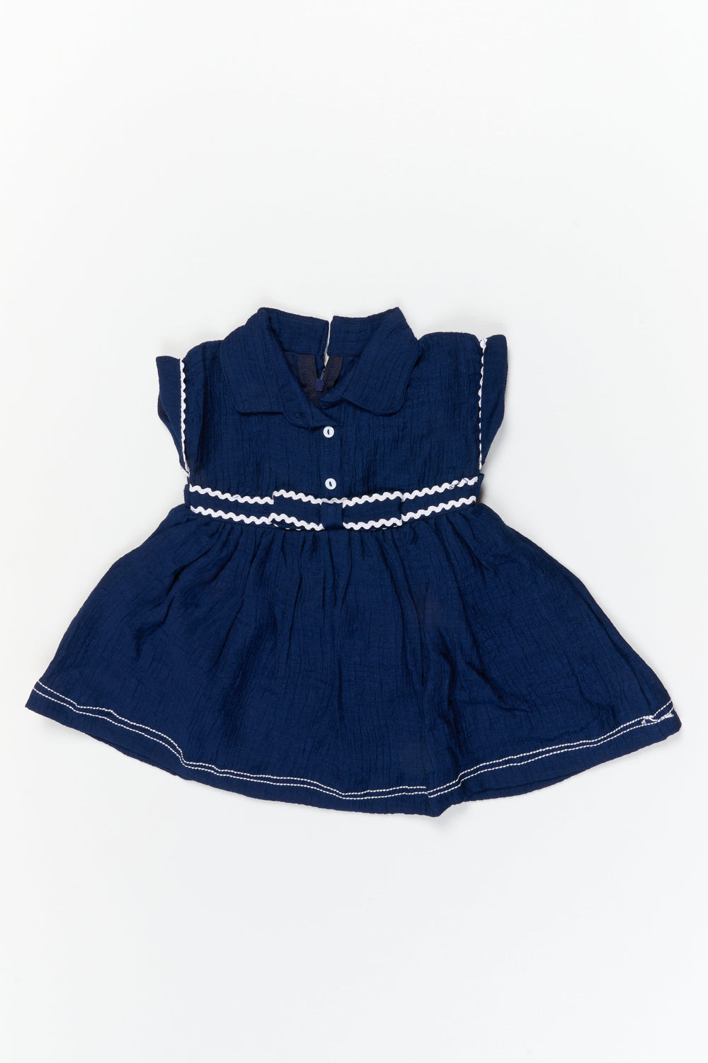 The Nesavu Baby Cotton Frocks Baby Girl Cotton Frock for Casual Outings and Festive Play Nesavu 14 (6M) / Blue / Cotton BFJ927A-14 Nesavu baby girl cotton frock in flared silhouette for playtime and casual festive dressing