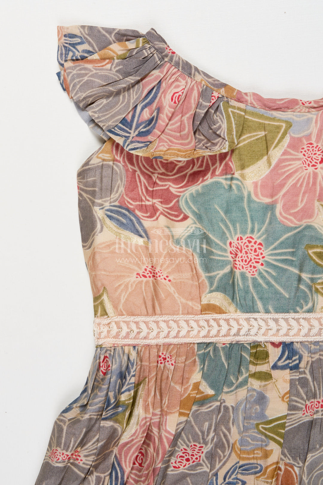 The Nesavu Girls Cotton Frock Baby Girl Cotton Frock for Casual Outings and Playdates Nesavu Nesavu baby girl cotton frock with digital floral print for playdates and everyday wear