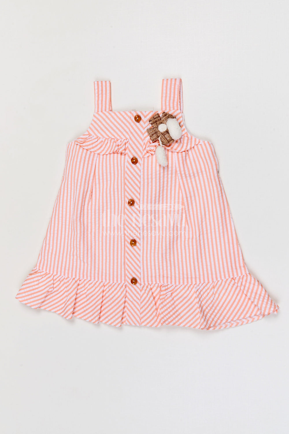 The Nesavu Girls Cotton Frock Baby Girl Cotton Frock for Casual Outings and Summer Play Nesavu Nesavu baby girl seer sucker cotton frock for summer play and casual outings with button front style