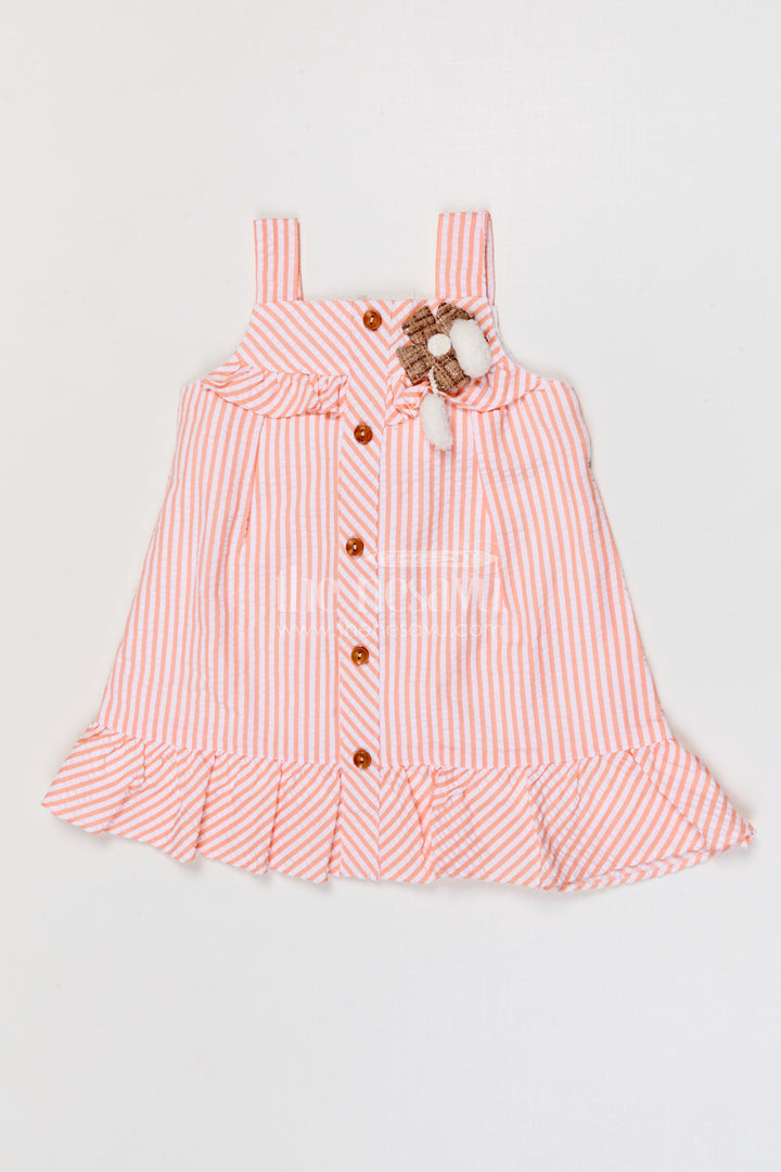 The Nesavu Girls Cotton Frock Baby Girl Cotton Frock for Casual Outings and Summer Play Nesavu Nesavu baby girl seer sucker cotton frock for summer play and casual outings with button front style