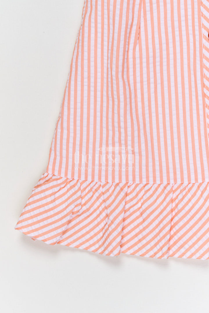 The Nesavu Girls Cotton Frock Baby Girl Cotton Frock for Casual Outings and Summer Play Nesavu Nesavu baby girl seer sucker cotton frock for summer play and casual outings with button front style