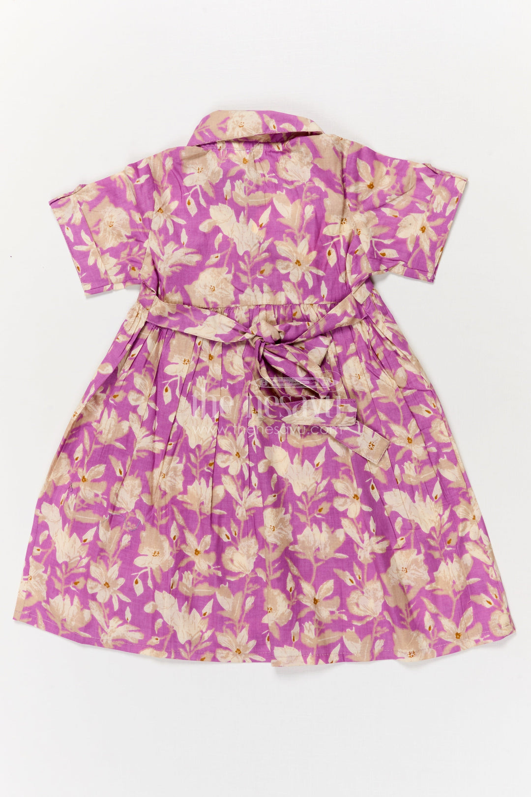 The Nesavu Girls Cotton Frock Baby Girl Cotton Frock for Casual Summer Wear and Play Nesavu Nesavu baby girl cotton frock with purple floral print for summer play and casual wear