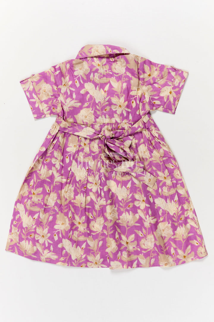 The Nesavu Girls Cotton Frock Baby Girl Cotton Frock for Casual Summer Wear and Play Nesavu Nesavu baby girl cotton frock with purple floral print for summer play and casual wear
