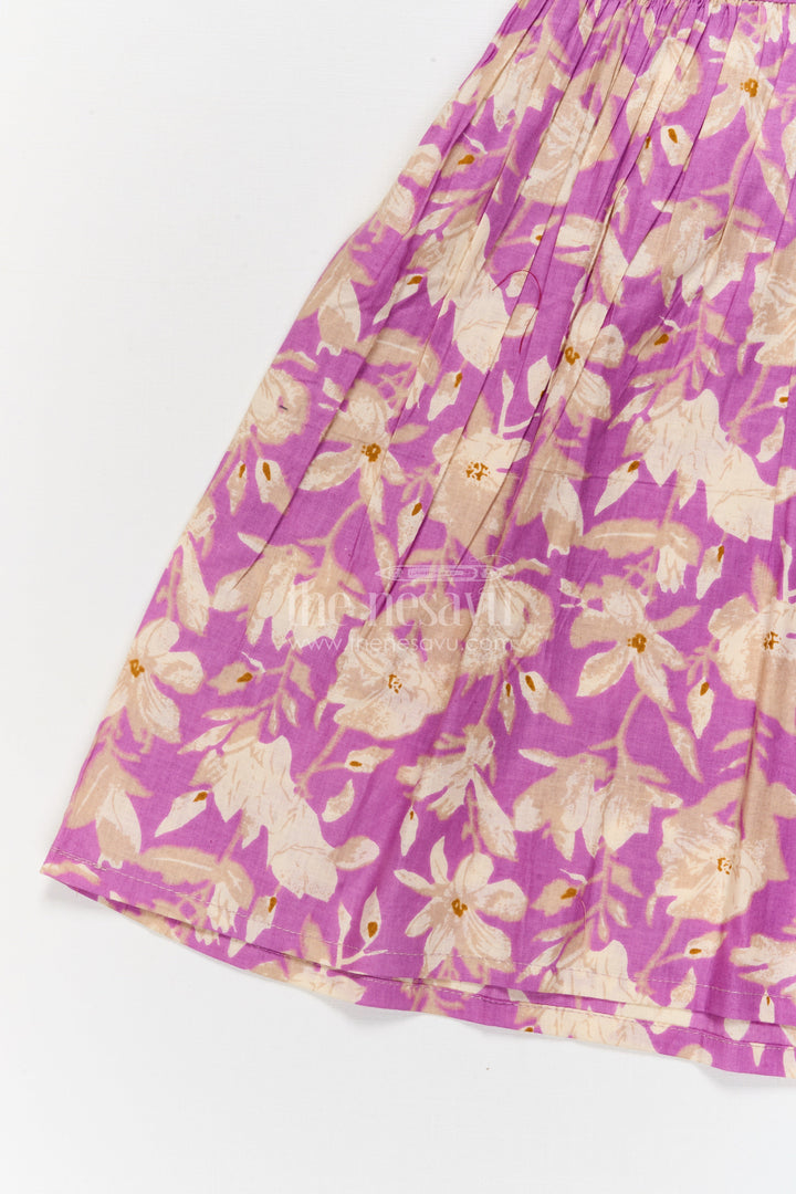 The Nesavu Girls Cotton Frock Baby Girl Cotton Frock for Casual Summer Wear and Play Nesavu Nesavu baby girl cotton frock with purple floral print for summer play and casual wear